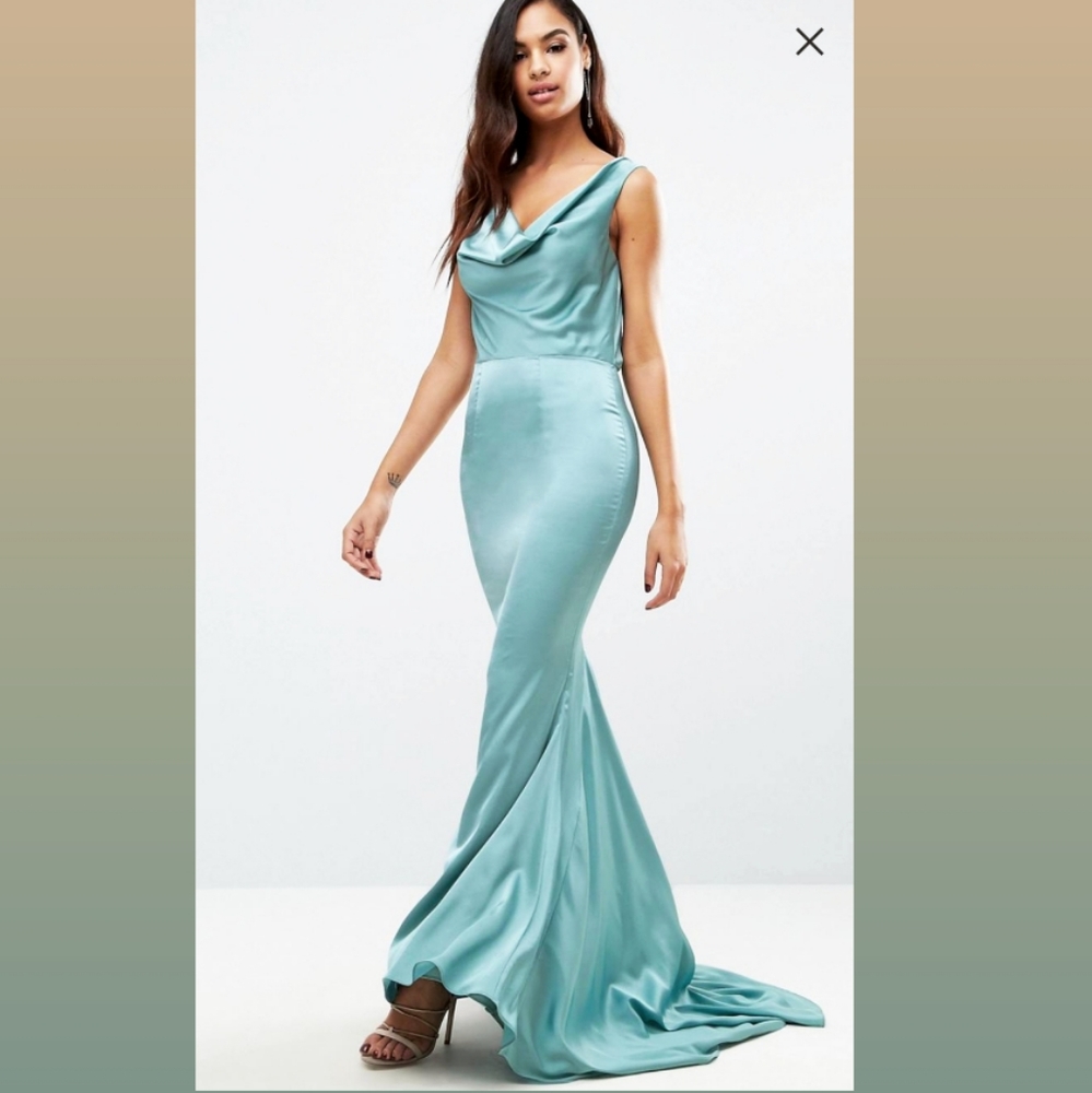Jarlo Electra Teal Cowl Front Maxi Dress ASOS